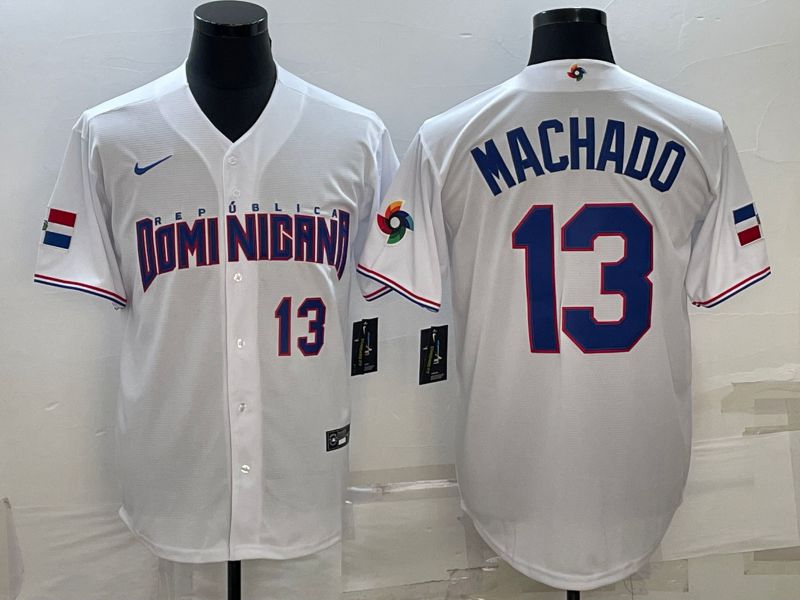 Men 2023 World Cub 13 Machado White Nike MLB Jersey1